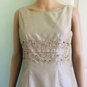 ELIZA J Empire Waist Pale Champagne Gold Color Sleeveless Dress Sz 4 NEW